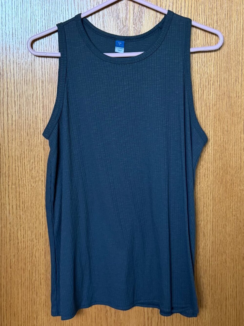 Luxe Ribbed Swing Tank Top Dark Charcoal Gray Size Large